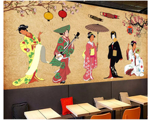 Beibehang-papel tapiz decorativo 3d, moderno, retro, japonés, hermoso personaje, Fondo de restaurante, decoración del hogar 2024 - compra barato