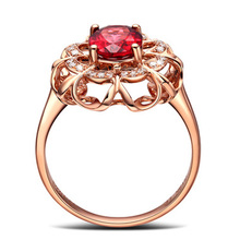 Rose Gold color Fashion Ring Jewelry Red CZ  Stone Flower Design Rings for Women Bridal Wedding Accessories 2024 - buy cheap