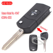 Keyecu обновленный раскладной пульт дистанционного управления для автомобиля с 2 кнопками 433 МГц 4D63 чип для Mazda RX8 2003-2011 Visteon Модель № 41847 2024 - купить недорого