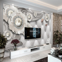 Beibehand-papel de parede personalizado, sala de estar, quarto, alta qualidade, três dimensional, flores, padrão europeu, mural macio 2024 - compre barato