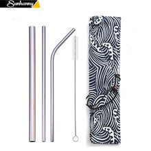 Reusable Metal Drinking Straws 304 Stainless Steel Straw Bent Straight Smoothies Straw with Cleaning Brush Bar Party Accessory 2024 - buy cheap