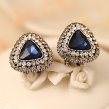 vintage style triangular crystal stud earrings &Gold-color preserving artificial diamonds women new fashion stud earrings 2024 - buy cheap