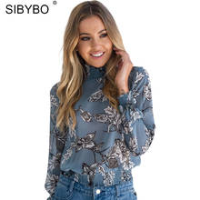 Sibybo Embroidery Chiffon Blouse Shirt Women Casual Blue Turtleneck Shirts 2017 Autumn Cool Long Sleeve Blouse Women Tops Blusas 2024 - buy cheap