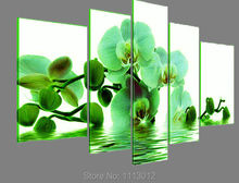 100% pintado à mão 5 peça definir moderno verde flor pintura a óleo sobre tela início decoração da parede arte moderna imagem para sala de estar 2024 - compre barato