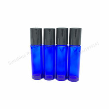 Botella de vidrio de aceite esencial, rollo de vidrio azul de 1/3 oz, 10CC, frasco de rodillo de perfume azul cobalto, gran oferta, 3x10ml 2024 - compra barato