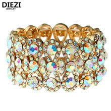 Женский винтажный браслет DIEZI, широкий браслет золотистого цвета с металлическим кристаллом, свадебные украшения для мужчин и женщин 2024 - купить недорого