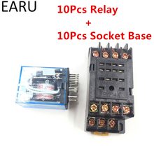 10Sets MY4NJ Electronic Micro Mini Electromagnetic Relay 5A 14PIN Coil 4DPDT With PYF14A Socket Base DC12V 24V AC110V 220V LED 2024 - buy cheap