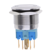 Interruptor de botón momentáneo LED de 12V de acero inoxidable 1NO1NC de 22/25mm 2024 - compra barato