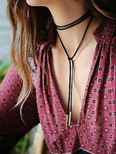 Timlee N134 Fashion Punk Style New Contracted Leather Cord Women Sweater Chain Necklace 2024 - buy cheap