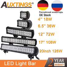 Auxtings-Barra de luz led para todoterreno, foco de trabajo de 4, 12, 15, 17 y 20 pulgadas, 12V y 24V, para Jeep, coche 4WD, camión 4x4, SUV, ATV 2024 - compra barato