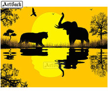 New hot elephant sunset landscape diamond painting animal 5d diy full square drill crystal mosaic home decoration crafts 2024 - buy cheap