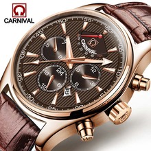 Carnival Luxury Brand Men Watches Vintage Automatic Mechanical Watch Calendar clock Military WristWatches leather Strap Relogio 2024 - buy cheap