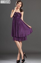 Бесплатная доставка, новое милое шифоновое коктейльное платье без бретелек с цветочным принтом 2024 - купить недорого