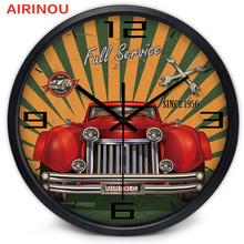 Airinou Cartoon Retro Car Wall clock, Children Room Study Room Car Fans Auto Repair Shop Decorate 2024 - buy cheap