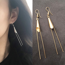 Pendientes de Metal con diseño de flores para mujer, aretes largos, joya moderna, Estilo Vintage 2024 - compra barato