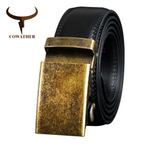 COWATHER vaca correa de cuero genuina para los hombres del zurriago de los hombres Metal hebilla automática Correa masculina calidad superior Vintage Hombre pretina 2024 - compra barato