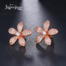 New Korea Flower Shape Stud Earrings Inlay Cluster Cubic Zirconia Shining Small Ear Studs Druzy Earrings Brincos AE573 2024 - buy cheap