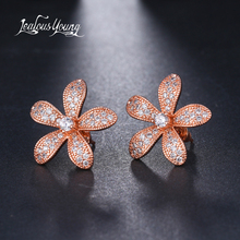 New Korea Flower Shape Stud Earrings Inlay Cluster Cubic Zirconia Shining Small Ear Studs Druzy Earrings Brincos AE573 2024 - купить недорого