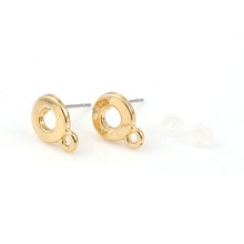 DoreenBeads Zinc Based Alloy Ear Post Stud Earrings Findings Round Irregular Gold W/ Loop Jewelry DIY Charms 12mm x 9mm, 10 PCs 2024 - buy cheap