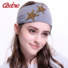 Geebro feminino casual liso elástico bandana moda algodão headbands estrela strass acessórios para o cabelo hairband para meninas dz713 2024 - compre barato