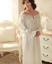Женская ночная рубашка с длинным рукавом, хлопковая кружевная ночная рубашка 2024 - купить недорого