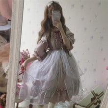 2018 SUMMER Provence Lavender Dress Purple Gray Lolita lace Ruffled Dress 2024 - buy cheap