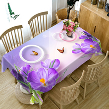 Wedding Decoration 3d Round Tablecloth Purple Flowers&Colorful Butterfly Pattern Thicken Cotton Rectangular Table cloth for Home 2024 - buy cheap