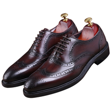 Moda marrón Tan/Negro Goodyear Welt zapatos Oxfords hombres zapatos de negocios Zapatos de vestir de cuero genuino niños boda novio zapatos 2024 - compra barato