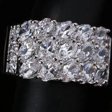 Fabulous Marquise White Zircon  Silver Plated Argent Trendy Jewelry Ring US# Adjustable Size 6 / 7 / 8 / 9 S1545 2024 - buy cheap