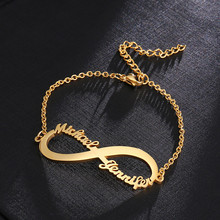 Brazalete de acero inoxidable con nombre infinito, joyería personalizada de Color dorado, pulsera con dije de corazón infinito 2024 - compra barato