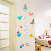 Os desenhos animados rocket altura medida adesivos de parede para o quarto das crianças bonito mouse star stadiometers decalque decoração vinil auto adesivo papel de parede 2024 - compre barato