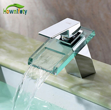 Chorme Polished Bathroom Waterfall Vessel Sink Faucet Deck Mount Mixer Tap With Glass Bathroom Faucet Basin Tap hot and Cold 2024 - buy cheap