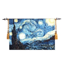 140x86cm casa têxtil mundialmente famoso pintura van gogh céu estrelado medieval jacquard tecido tapeçaria requintado ST-16 2024 - compre barato