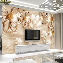 Beibehang-papel tapiz personalizado de perlas doradas para sala de estar, mural de Foto 3D, papel de pared, joyería de lujo para decoración del hogar 2024 - compra barato