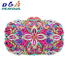 DG PEAFOWL Luxury Fashion Diamond Women Evening Clutches Handbag Colorful Crystal Flower Purses 2019 Chain Party Wallet Bags 2024 - buy cheap