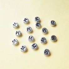 Free Shipping 500pcs/lot 4*7MM Silver Lettert Beads Single Initial M Printing Plastic Alphabet Jewelry Bracelet Spacer Beads 2024 - buy cheap