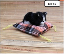 mini real life black cat model plastic&furs cute sleeping cat doll gift about 10cm xf1185 2024 - buy cheap