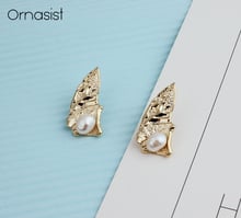 Hyperbole Irregular Freshwater Pearl Stud Earrings For Women Girls  Triangle Earring Gift Jewelry 2024 - buy cheap