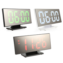 Цифровые зеркальные часы-будильник с большим светодиодным дисплеем, usb-порт для спальни, Современный домашний декор, цифровые Настольные часы-будильник 2024 - купить недорого