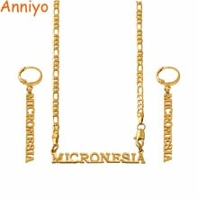 Anniyo MICRONESIA Pendant Necklaces Earrings sets for Women Gold Color Chain Jewellery Trendy Islands Gifts #051821S 2024 - buy cheap