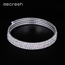 Mecresh Classic Crystal Bridal Bracelet Bangles Wedding Jewelry Luxury Silver Color Geometric Rhinestone Bangles 4 Rows SL178 2024 - buy cheap