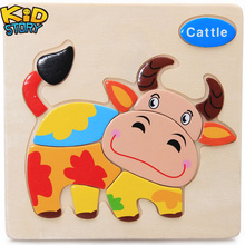 1Pcs Cartoon Wooden Animal and Transportation 3d Puzzle Jigsaw Wooden Toys For Intelligence Kids Baby Early Educational Toy 2024 - buy cheap