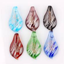 QianBei оптовая продажа 6 шт. ручной работы муранское лэмпворк смешанные цвета листья кулон для ожерелья 2024 - купить недорого