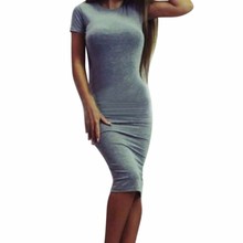 Womens Dress Vestido Short Sleeve Slim Bodycon Dress Tunic Crew Neck Casual Pencil Dress New Arrival 2019 2024 - buy cheap