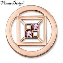 Винни Дизайн Ювелирные изделия 33 мм розовое золото цвет Cubo монета для рамки кулон ожерелье монета держатель 2024 - купить недорого