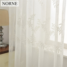 NORNE Embroidered Semi White Voiles Tulle Sheer Lace Curtains for Bedroom Living Room,Kitchen Door Window Curtain Drape Panels 2024 - buy cheap
