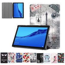 Ultra Slim PU Leather Cover For Huawei MediaPad T5 10 AGS2-W09/L09/L03/W19 10.1 inch Colorful Print Flip Stand Smart Tablet Case 2024 - buy cheap