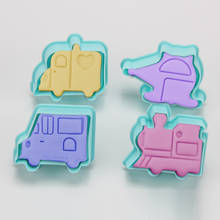 4PC Cars Trains Planes Shape Plastic Fondant Mold Cookies Cutter Cartoon Biscuit Cookie Mold for Baking Biscuit Maker 2024 - buy cheap