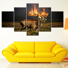 Canvas Painting the Burning deer 5 Piece Wallpapers Art Canvas Print modern Poster Modular art painting Living Room Home Decor 2024 - buy cheap