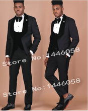 Handsome Groomsmen Shawl Lapel Groom Tuxedos Mens Wedding Dress Man Jacket Blazer Prom Dinner (Jacket+Pants+Tie+Vest) A228 2024 - buy cheap